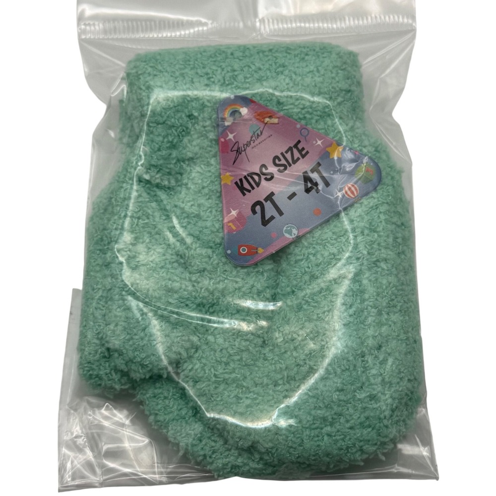 Superstar Kids Size 2T‎ 4T Teal Fuzzy Mittens Winter Warm